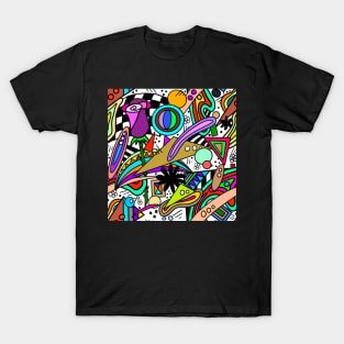 Colorful Bohemian Rose Abstract Pattern Original Drawing T-Shirt